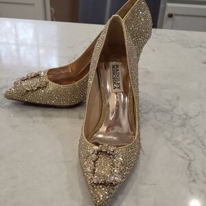 Badgley Mischka Cher II Gold Embellished Women's Heels